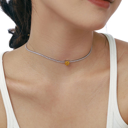 [Charm Aries Jewelry]2.0 Carat Sparkling Tennis Heart Cut Necklace