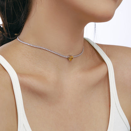 [Charm Aries Jewelry]2.0 Carat Sparkling Tennis Heart Cut Necklace