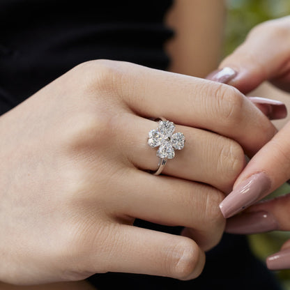 [Charm Aries Jewelry]Heart-shaped Four-Leaf Charm Aries Ball Ring