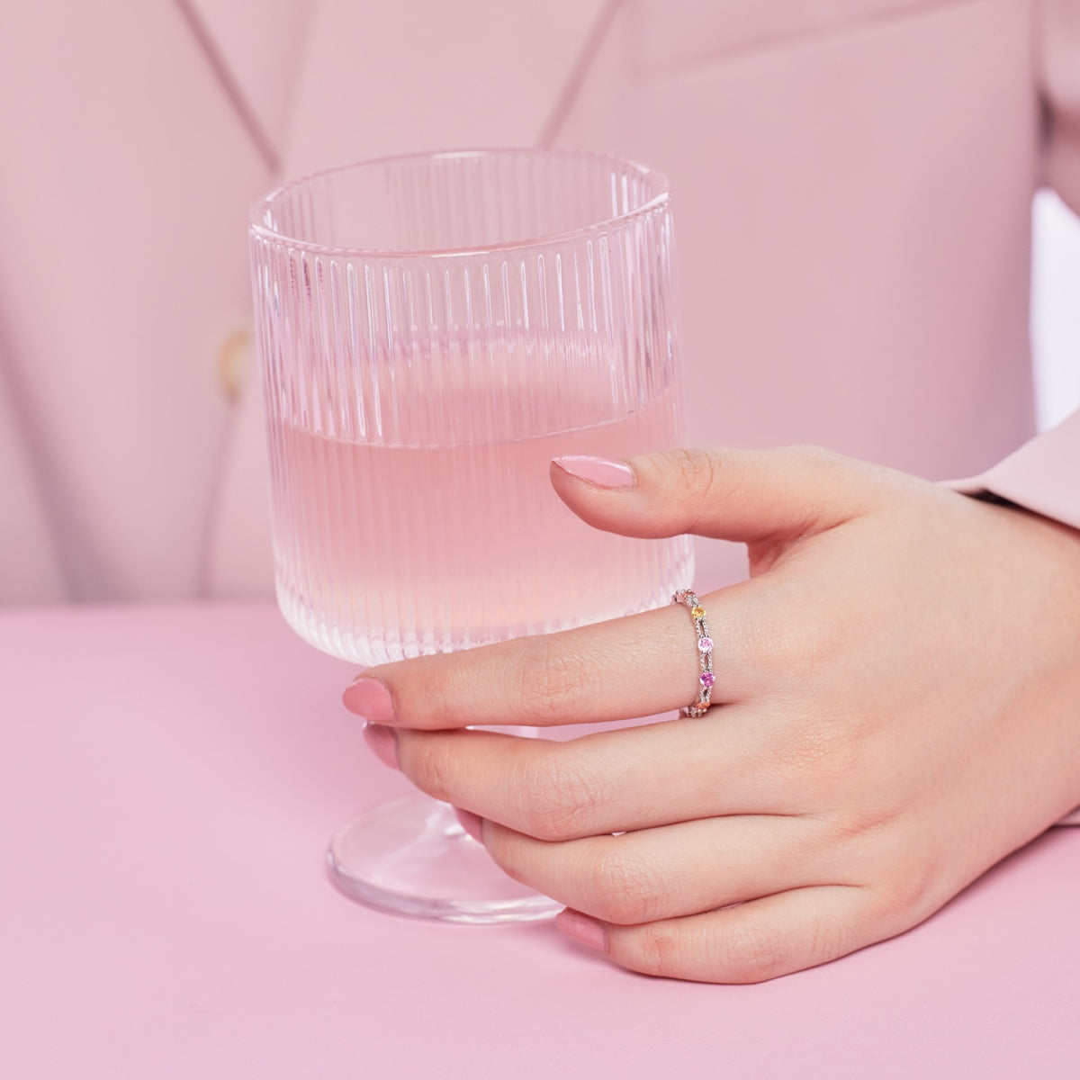 [Charm Aries Jewelry]Sparkling Colorful Round Cut Tennis Ring