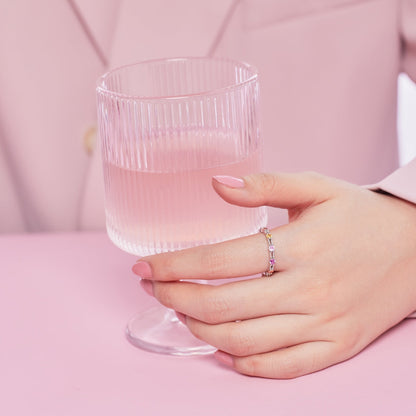 [Charm Aries Jewelry]Sparkling Colorful Round Cut Tennis Ring