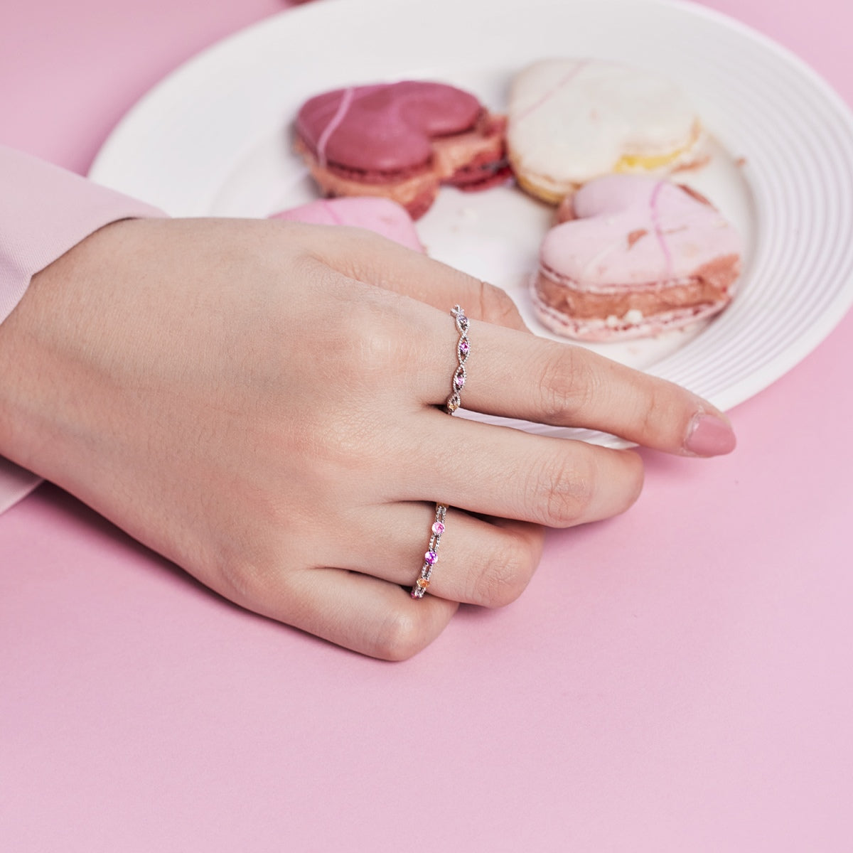 [Charm Aries Jewelry]Sparkling Colorful Round Cut Tennis Ring
