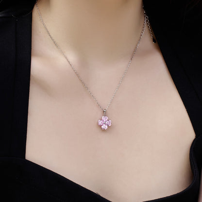[Charm Aries Jewelry]Heart-Shaped Four-Leaf Charm Aries Bead Necklace