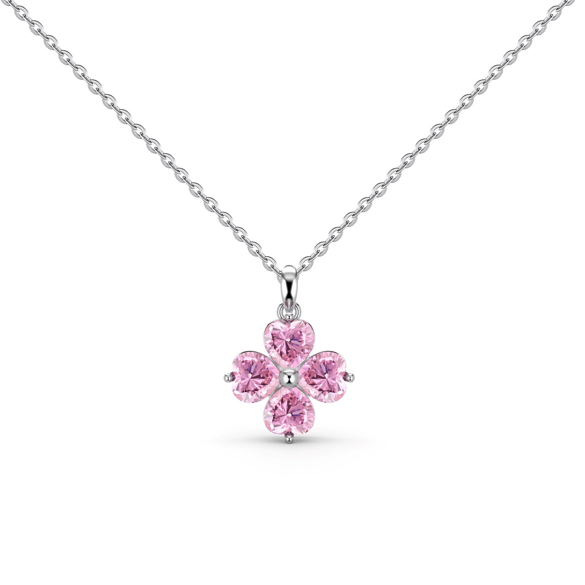 [Charm Aries Jewelry]Heart-Shaped Four-Leaf Charm Aries Bead Necklace