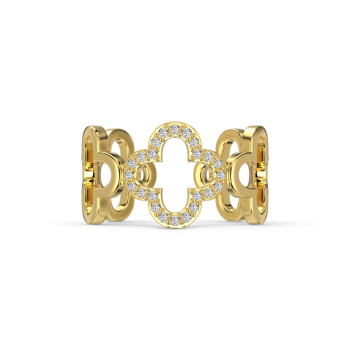 [Charm Aries Jewelry]Hollow Design Four-Leaf Charm Aries Flower Shape Ring
