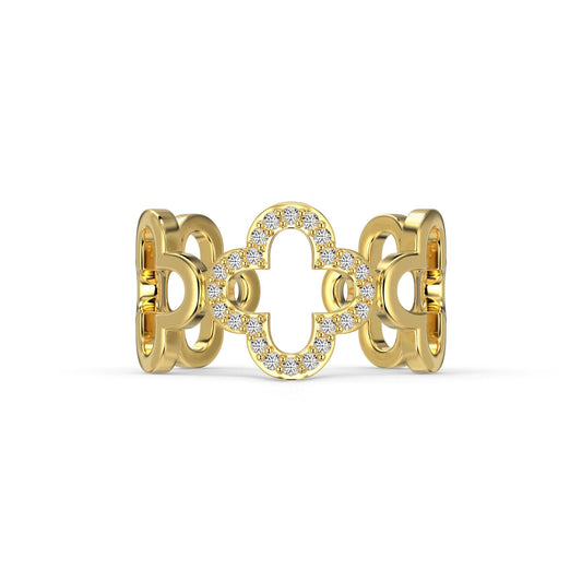 [Charm Aries Jewelry]Hollow Design Four-Leaf Charm Aries Flower Shape Ring