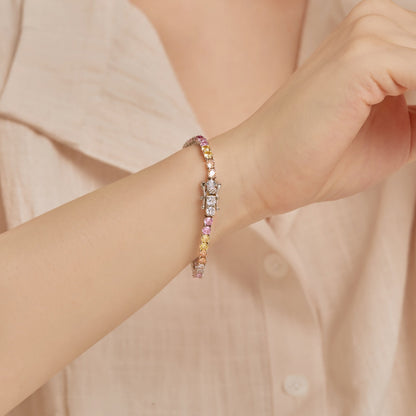 [Charm Aries Jewelry]Radiant Colorful Round Cut Tennis Bracelet