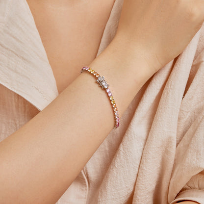 [Charm Aries Jewelry]Radiant Colorful Round Cut Tennis Bracelet