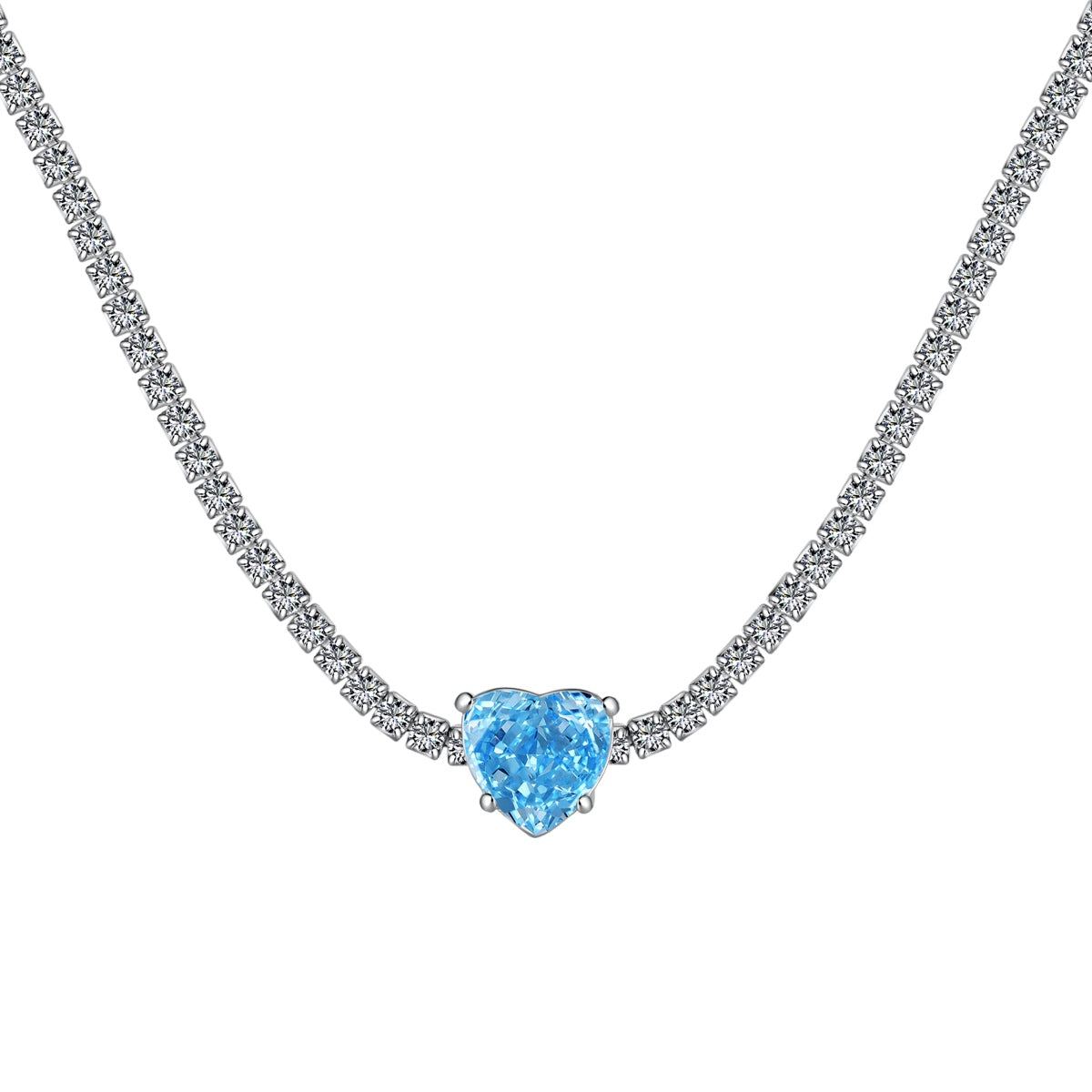 [Charm Aries Jewelry]2.0 Carat Sparkling Tennis Heart Cut Necklace