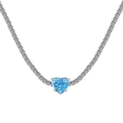 [Charm Aries Jewelry]2.0 Carat Sparkling Tennis Heart Cut Necklace