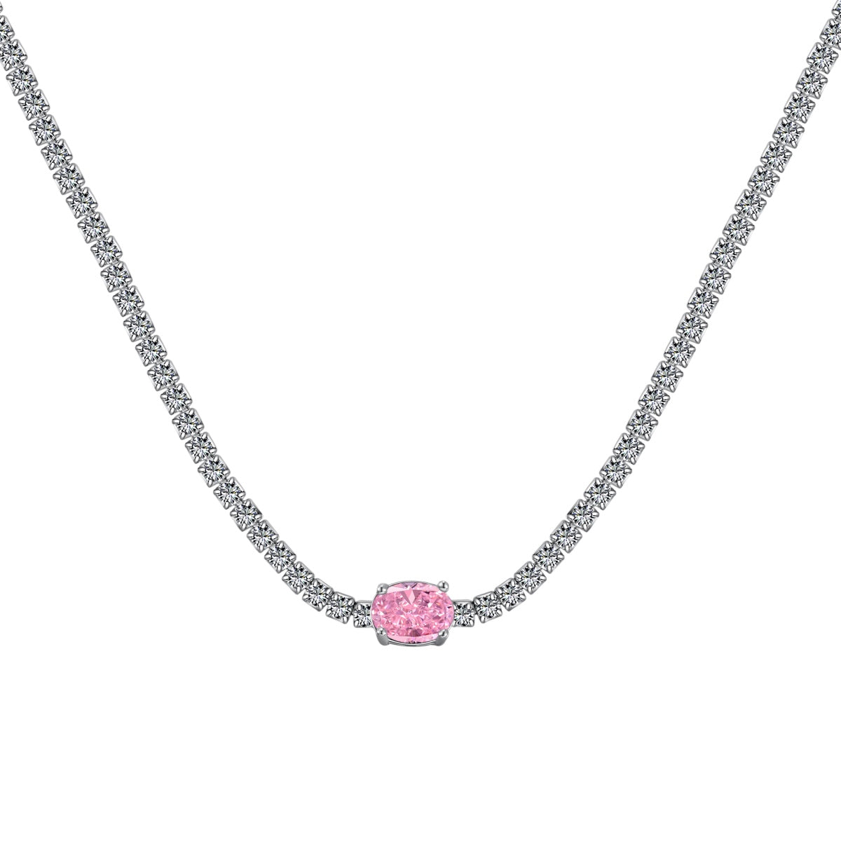[Charm Aries Jewelry]1.0 Carat Shining Oval Cut Necklace
