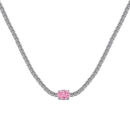 [Charm Aries Jewelry]1.0 Carat Shining Oval Cut Necklace