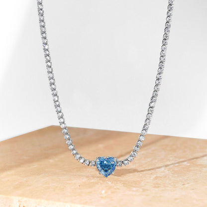 [Charm Aries Jewelry]2.0 Carat Sparkling Tennis Heart Cut Necklace