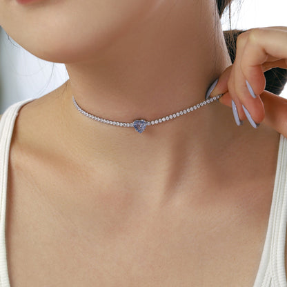 [Charm Aries Jewelry]2.0 Carat Sparkling Tennis Heart Cut Necklace