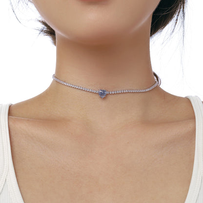 [Charm Aries Jewelry]2.0 Carat Sparkling Tennis Heart Cut Necklace