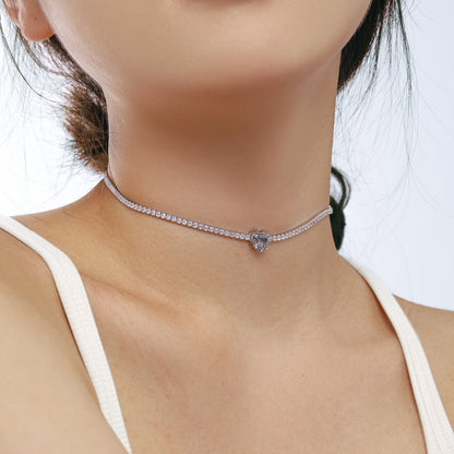 [Charm Aries Jewelry]2.0 Carat Sparkling Tennis Heart Cut Necklace