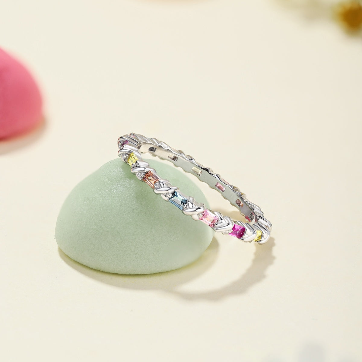 [Charm Aries Jewelry]Charming Colorful Round Cut Daily Ring