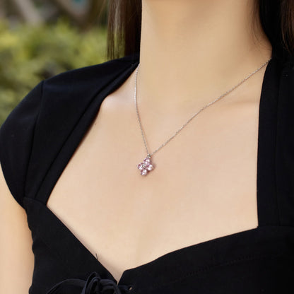 [Charm Aries Jewelry]Four-Leaf Charm Aries And Eight-Pointed Star Necklace
