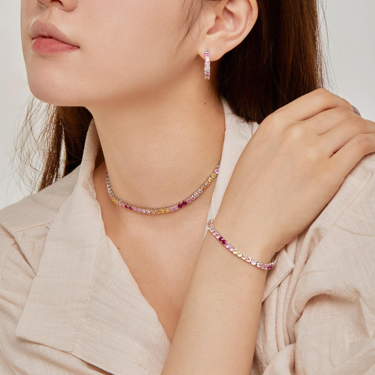 [Charm Aries Jewelry]Luxurious Colorful Romantic Heart Shape Lover Bracelet
