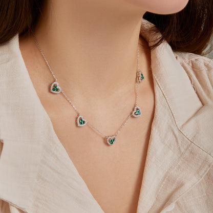 [Charm Aries Jewelry]Sparkling Five Heart Necklace