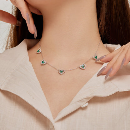 [Charm Aries Jewelry]Sparkling Five Heart Necklace