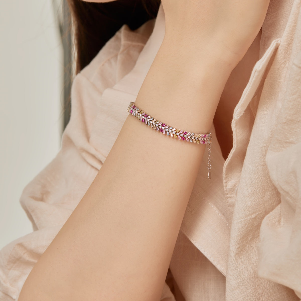 [Charm Aries Jewelry]Dainty Radiant Emerald Cut Daily Bracelet