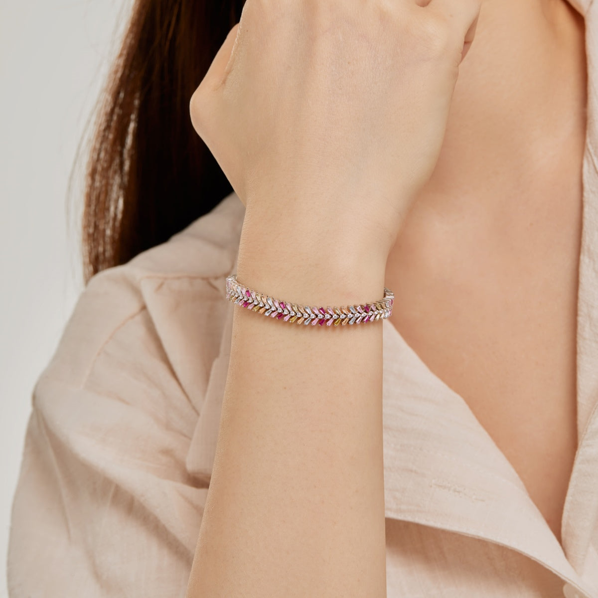 [Charm Aries Jewelry]Dainty Radiant Emerald Cut Daily Bracelet