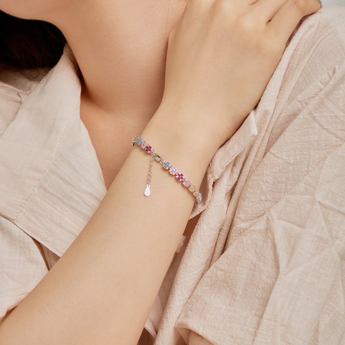 [Charm Aries Jewelry]Delicate Colorful Emerald Cut Daily Bracelet