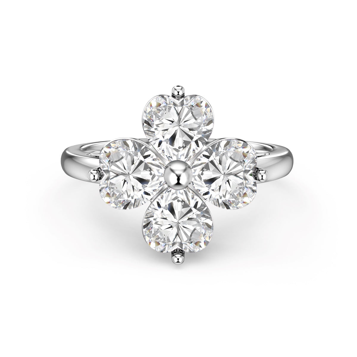 [Charm Aries Jewelry]Heart-shaped Four-Leaf Charm Aries Ball Ring