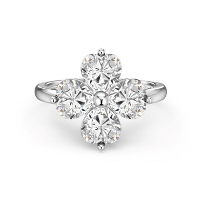 [Charm Aries Jewelry]Heart-shaped Four-Leaf Charm Aries Ball Ring