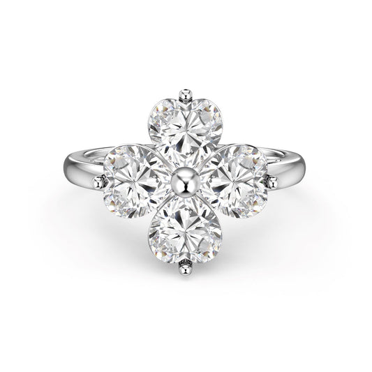 [Charm Aries Jewelry]Heart-shaped Four-Leaf Charm Aries Ball Ring