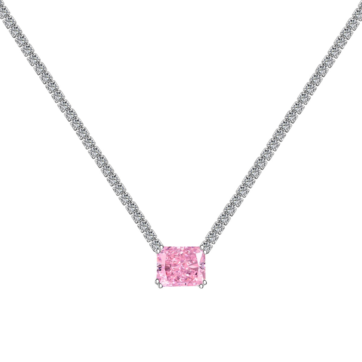 [Charm Aries Jewelry]4.0 Carat Elegant Radiant Cut Necklace
