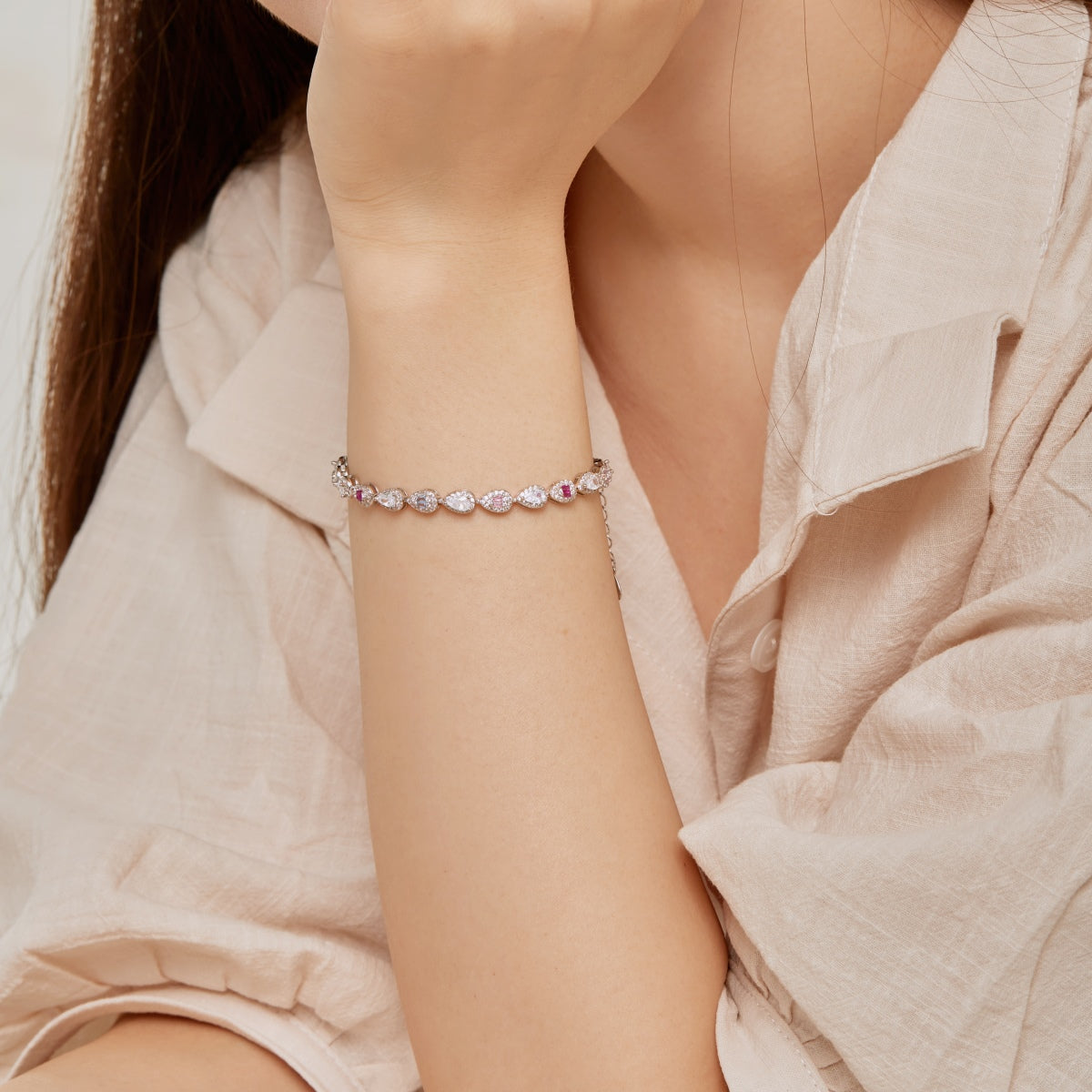 [Charm Aries Jewelry]0.25 Carat Radiant Water Drop Shape Daily Bracelet