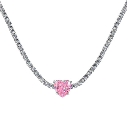 [Charm Aries Jewelry]2.0 Carat Sparkling Tennis Heart Cut Necklace