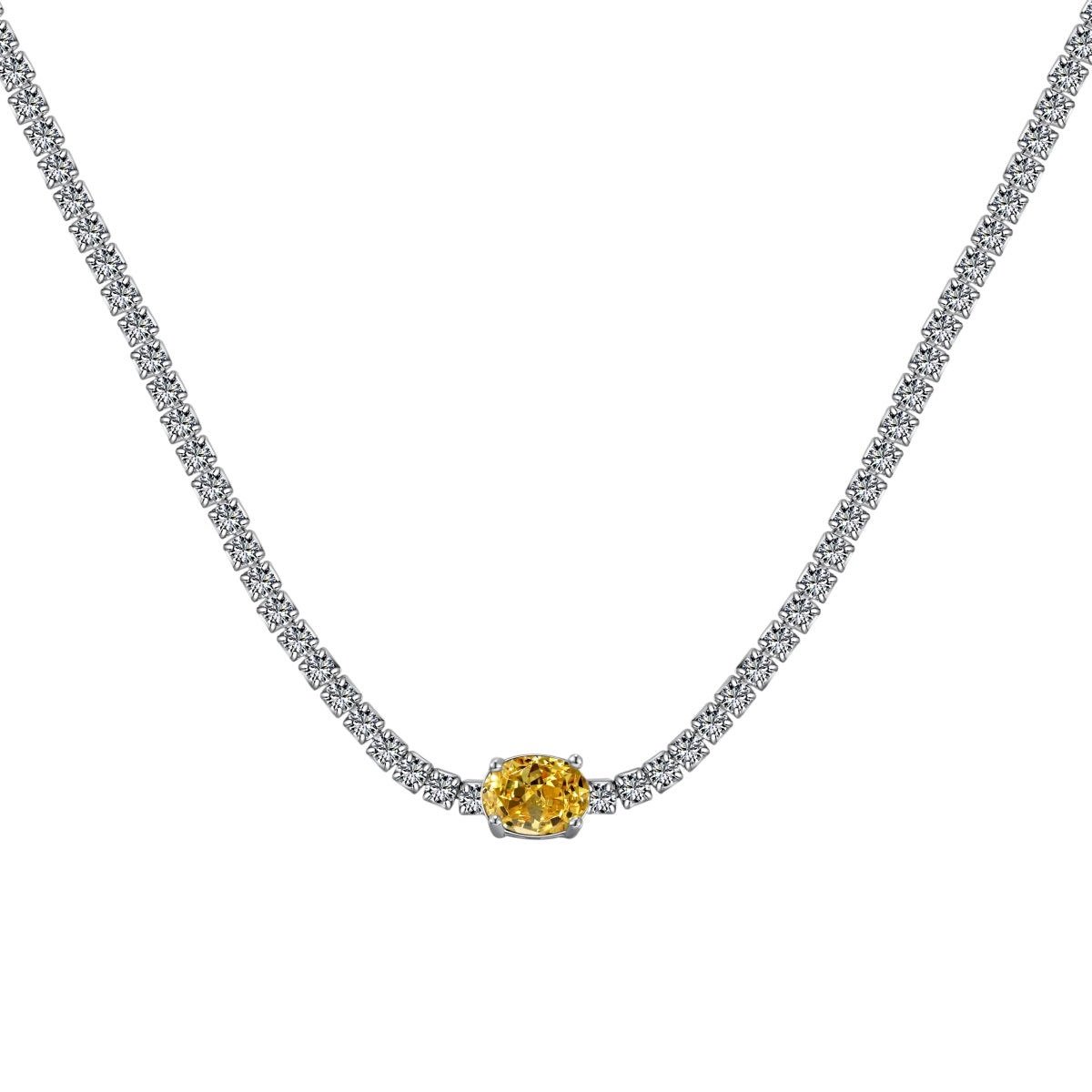 [Charm Aries Jewelry]1.0 Carat Shining Oval Cut Necklace