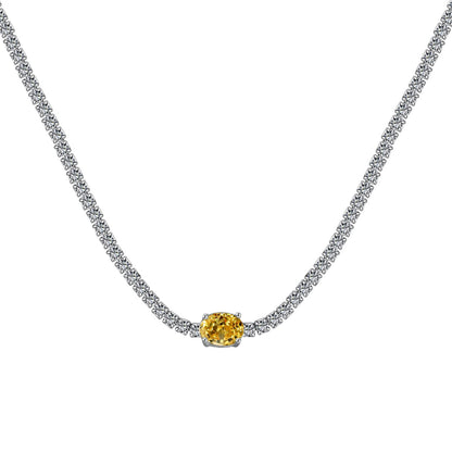 [Charm Aries Jewelry]1.0 Carat Shining Oval Cut Necklace