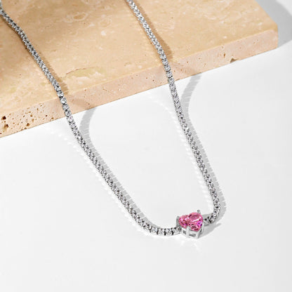 [Charm Aries Jewelry]2.0 Carat Sparkling Tennis Heart Cut Necklace