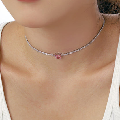 [Charm Aries Jewelry]2.0 Carat Sparkling Tennis Heart Cut Necklace