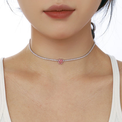 [Charm Aries Jewelry]2.0 Carat Sparkling Tennis Heart Cut Necklace