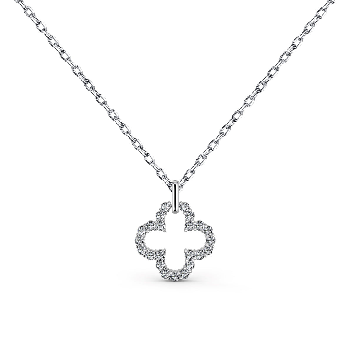 [Charm Aries Jewelry]Four-Leaf Charm Aries Hollow Design Exquisite Necklace