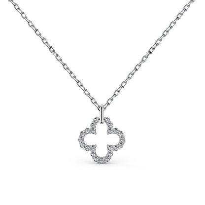 [Charm Aries Jewelry]Four-Leaf Charm Aries Hollow Design Exquisite Necklace