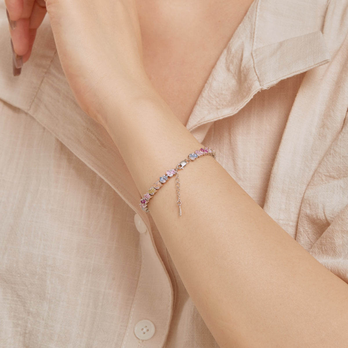 [Charm Aries Jewelry]Ornate Colorful Flower Shape Party Bracelet