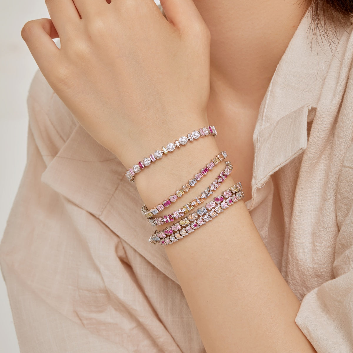 [Charm Aries Jewelry]Ornate Colorful Flower Shape Party Bracelet