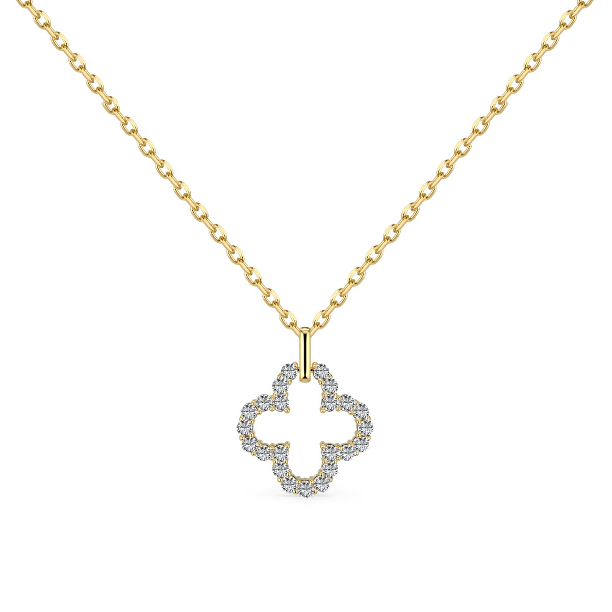 [Charm Aries Jewelry]Four-Leaf Charm Aries Hollow Design Exquisite Necklace