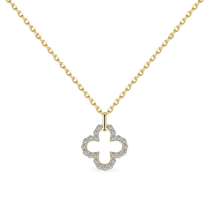 [Charm Aries Jewelry]Four-Leaf Charm Aries Hollow Design Exquisite Necklace