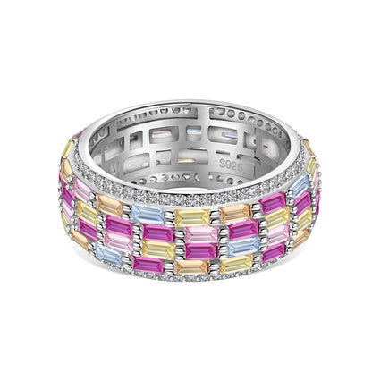 [Charm Aries Jewelry]Radiant Colorful Radiant Cut Daily Ring
