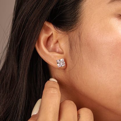 [Charm Aries Jewelry]Ornate Square Shape Earrings