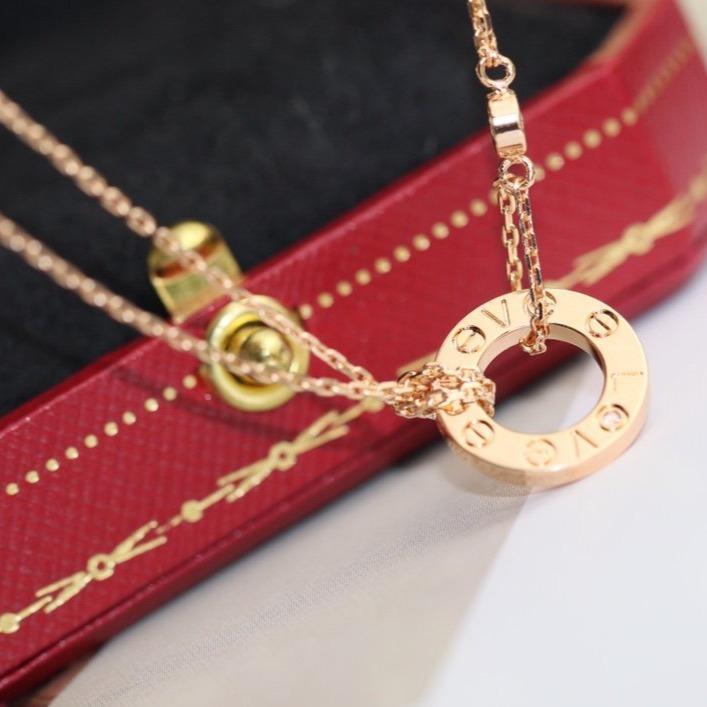 [Charm Aries Jewelry]LOVE NECKLACE ADJUSTABLE ROSE GOLD 2 DIAMOND
