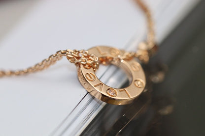 [Charm Aries Jewelry]LOVE NECKLACE ADJUSTABLE ROSE GOLD 2 DIAMOND