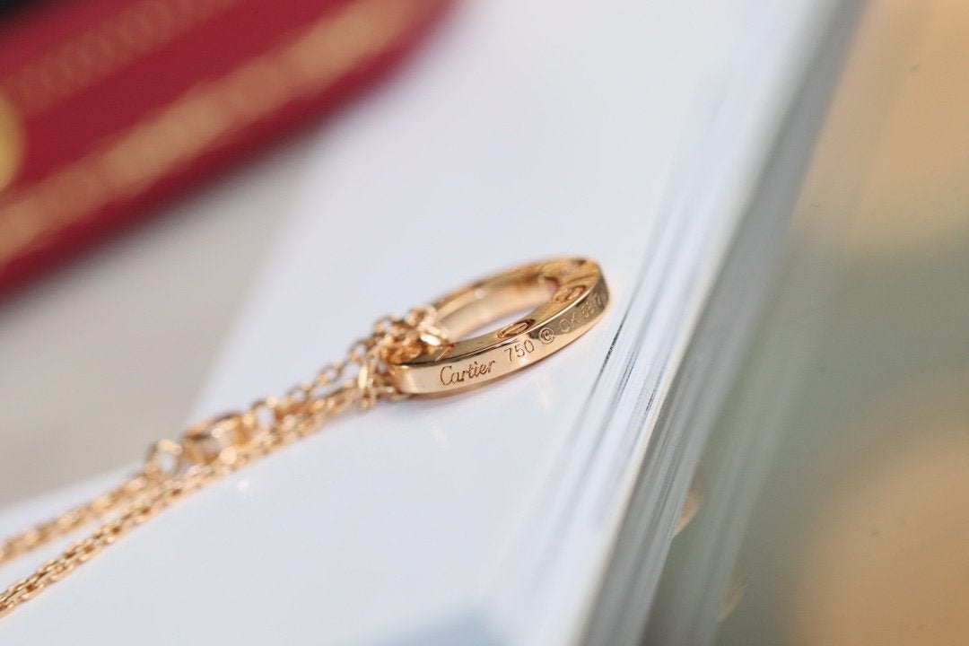 [Charm Aries Jewelry]LOVE NECKLACE ADJUSTABLE ROSE GOLD 2 DIAMOND